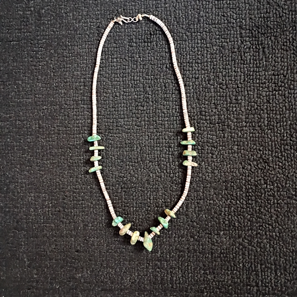 Native American Green Turquoise Heishi Necklace